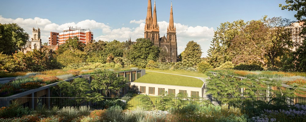 The Parliament House gardens, overlooking the members' annexe.