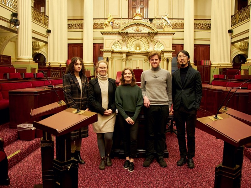 Parliament Express participants visit the Legislative Council chamber.