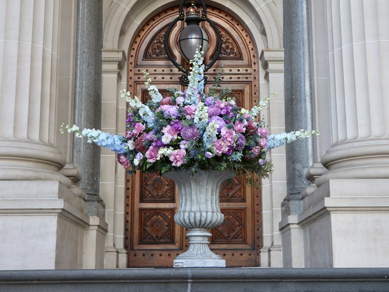 Floral display at Parliament House for The Queen's Platinum Jubilee.
